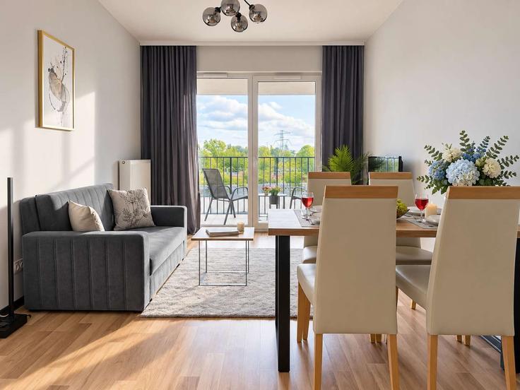 Salle de séjour élégante avec mobilier moderne dans un appartement à Building Jagiellońska - 7252289759 - 1643734 à Warsaw, Warsaw Salle de séjour élégante avec mobilier moderne dans un appartement à Building Jagiellońska - 7252289759 - 1643734 à Warsaw, Warsaw