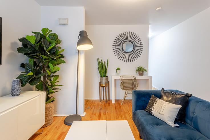 Elegante sala de estar con mobiliario moderno en un apartamento en Building Avenue Coloniale - 9547-9267-quebec-inc - 1601941 en Le Plateau-Mont-Royal, Montreal Elegante sala de estar con mobiliario moderno en un apartamento en Building Avenue Coloniale - 9547-9267-quebec-inc - 1601941 en Le Plateau-Mont-Royal, Montreal