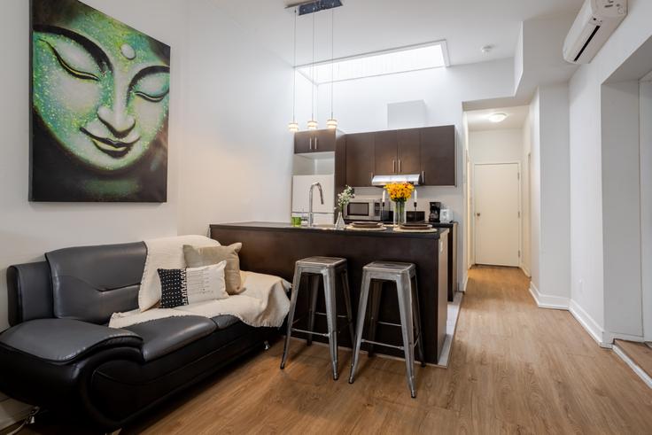 Ville-Marie, Montreal에 위치한 Building Rue Bishop - 9547-9267-quebec-inc - 1602239 유닛의 세련된 인테리어가 돋보이는 거실 Ville-Marie, Montreal에 위치한 Building Rue Bishop - 9547-9267-quebec-inc - 1602239 유닛의 세련된 인테리어가 돋보이는 거실