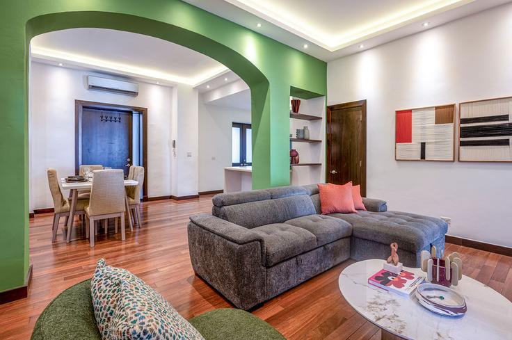 Elegante sala de estar con mobiliario moderno en un apartamento en Building Calle 9 Oeste y Avenida Central España - acomodo - 1532335 en Panama City, Panama City Elegante sala de estar con mobiliario moderno en un apartamento en Building Calle 9 Oeste y Avenida Central España - acomodo - 1532335 en Panama City, Panama City