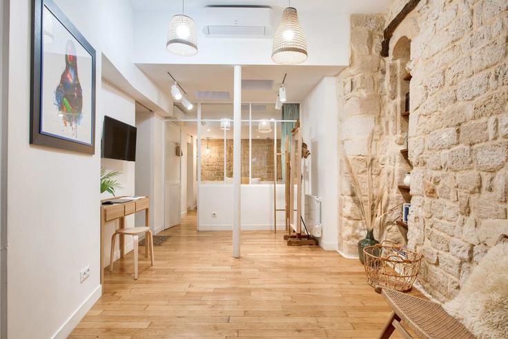 Elegantly designed living room with modern furnishings in an apartment at Building Rue Quincampoix - airbnyou - 1068310 - PAR in 3rd arrondissement, Paris