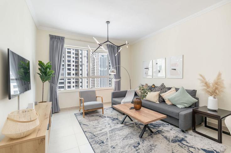 Elegantly designed living room with modern furnishings in an apartment at Building Marina Promenade - airdxb - 1254774 - DXB in Dubai Marina, Dubai Elegantly designed living room with modern furnishings in an apartment at Building Marina Promenade - airdxb - 1254774 - DXB in Dubai Marina, Dubai