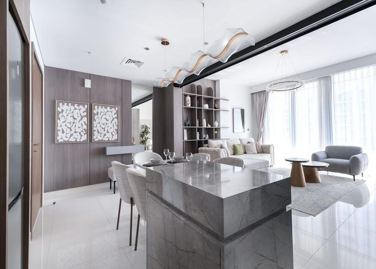 Salle de séjour élégante avec mobilier moderne dans un appartement à Building Tariaq Bedon Esm - airdxb - 1332400 à Marsa Dubai, Dubai Salle de séjour élégante avec mobilier moderne dans un appartement à Building Tariaq Bedon Esm - airdxb - 1332400 à Marsa Dubai, Dubai