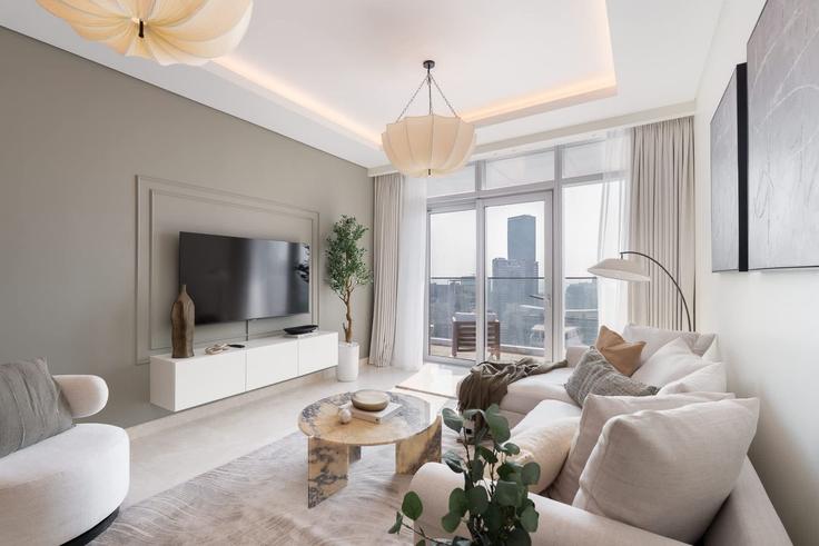 Downtown Dubai, Dubai에 위치한 Building Burj Khalifa Boulevard - airdxb - 1363329 아파트의 세련된 인테리어가 돋보이는 거실