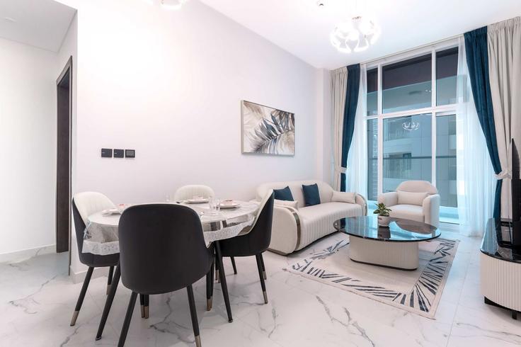 Elegantly designed living room with modern furnishings in an apartment at Building Tariaq Bedon Esm - airdxb - 1475803 in Al Barsha, Dubai Elegantly designed living room with modern furnishings in an apartment at Building Tariaq Bedon Esm - airdxb - 1475803 in Al Barsha, Dubai