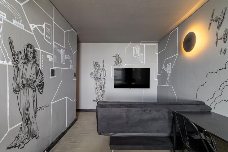 Elegant gestaltetes Wohnzimmer mit moderner Einrichtung in einer Wohnung im Building Rua Bento Freitas - akile-homes - 1459333 in República, São Paulo