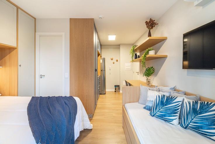 São Paulo PinheirosのBuilding Rua Potiguar Medeiros - akile-homes - 1459327のアパートメントにある、モダンな家具を備えたエレガントなデザインのリビングルーム