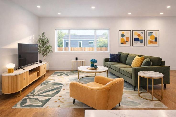 Salle de séjour élégante avec mobilier moderne dans un appartement à Building Stewart Street - allurahomes - 1590321 à San Diego, San Diego