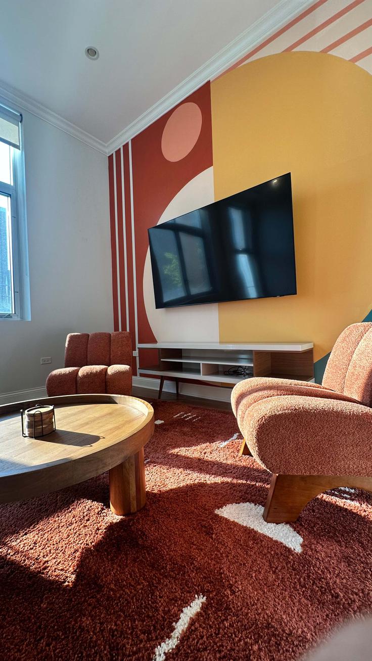 Chicago ChicagoのBuilding South Ashland Avenue - alpine - 1031373のアパートメントにある、モダンな家具を備えたエレガントなデザインのリビングルーム