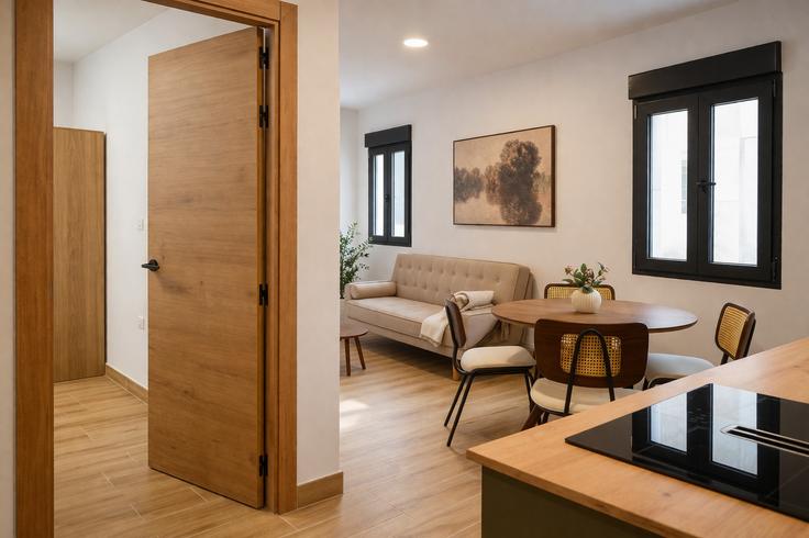 Sala de estar elegantemente projetada com móveis modernos em um apartamento no Building Calle de Brescia - alterhomes - 1520839 em Salamanca, Madrid