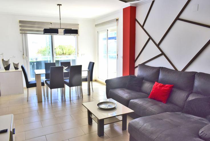Elegantly designed living room with modern furnishings in an apartment at Building Plaça Burguera Sector 19 S.u.p - anacasa-inmobiliaria - 1387787 in Oliva, Oliva Elegantly designed living room with modern furnishings in an apartment at Building Plaça Burguera Sector 19 S.u.p - anacasa-inmobiliaria - 1387787 in Oliva, Oliva