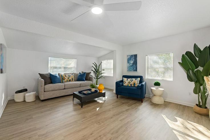 Salle de séjour élégante avec mobilier moderne dans un appartement à Building Phillips Street - ancient-city-hideaways - 1281939 - USA à St. Augustine, St. Augustine Salle de séjour élégante avec mobilier moderne dans un appartement à Building Phillips Street - ancient-city-hideaways - 1281939 - USA à St. Augustine, St. Augustine