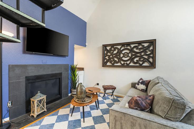 Elegante sala de estar con mobiliario moderno en un apartamento en Building East 4th Street - andes-str - 1611017 en Austin, Austin