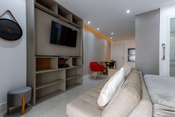 Building Rua Álvaro de Carvalho - anfitriao-prime - 1395635 adresindeki bir dairede modern mobilyalarla zarif bir şekilde tasarlanmış oturma odası Consolação, São Paulo