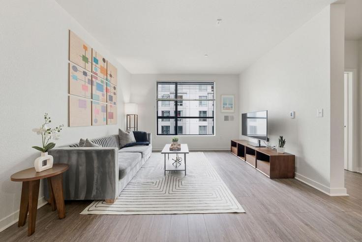 Salle de séjour élégante avec mobilier moderne dans un appartement à Building 4th Street - anyplaceru - 1295732 - SFO à San Francisco, San Francisco Salle de séjour élégante avec mobilier moderne dans un appartement à Building 4th Street - anyplaceru - 1295732 - SFO à San Francisco, San Francisco