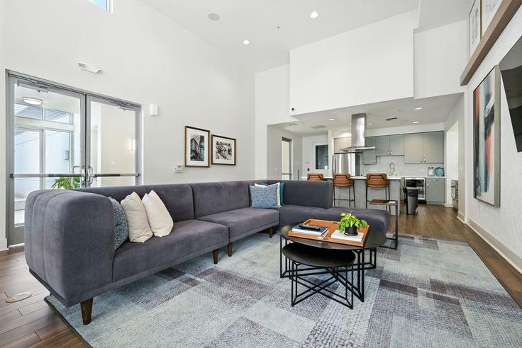 Elegant gestaltetes Wohnzimmer mit moderner Einrichtung in einer Wohnung im Building 4th Street - anyplaceru - 1297791 - SFO in San Francisco, San Francisco