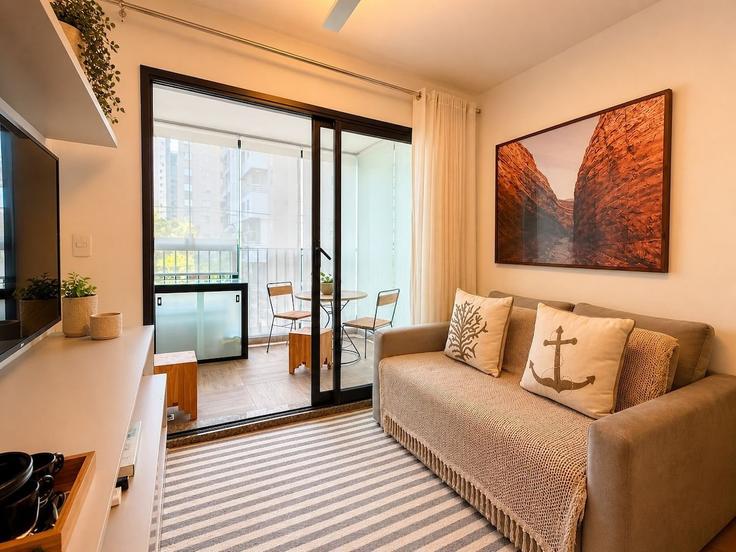 Salle de séjour élégante avec mobilier moderne dans un appartement à Building Alameda dos Maracatins - anystay - 1574852 à Indianópolis, São Paulo Salle de séjour élégante avec mobilier moderne dans un appartement à Building Alameda dos Maracatins - anystay - 1574852 à Indianópolis, São Paulo