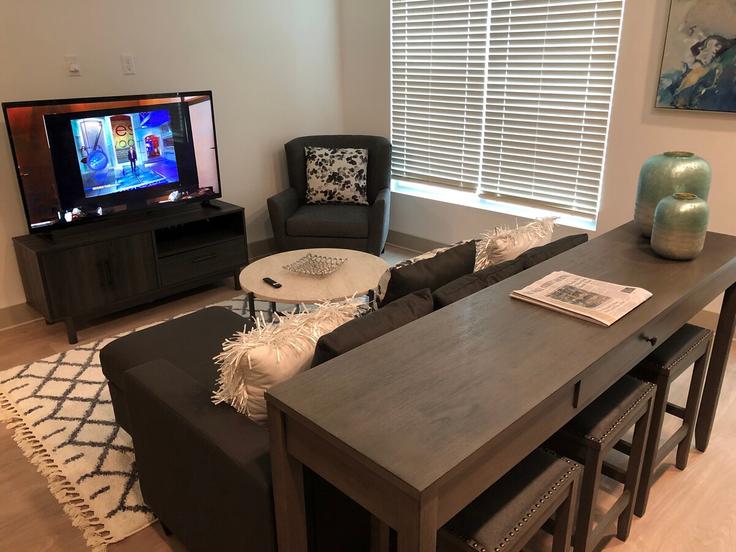 Charlotte, Charlotte에 위치한 Building Ballantyne Corporate Place - aplusaccommodations - 1344170 유닛의 세련된 인테리어가 돋보이는 거실