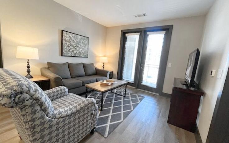 Salle de séjour élégante avec mobilier moderne dans un appartement à Building Orchard Circle - ar-national-short-term-housing - 1328928 à Cumming, Cumming