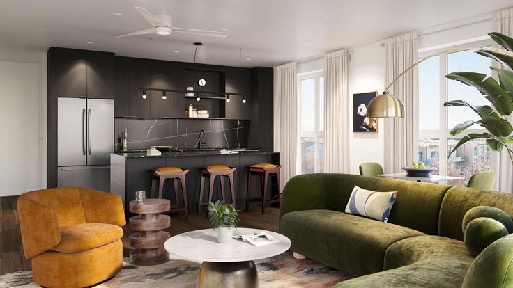 Austin AustinのBuilding Menchaca Road - avantstay - 1396940のアパートメントにある、モダンな家具を備えたエレガントなデザインのリビングルーム