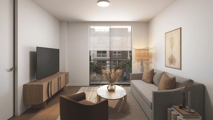 Sala de estar elegantemente projetada com móveis modernos em um apartamento no Building Northeast 28th Street - avantstay - 1400058 em Miami, Miami Sala de estar elegantemente projetada com móveis modernos em um apartamento no Building Northeast 28th Street - avantstay - 1400058 em Miami, Miami