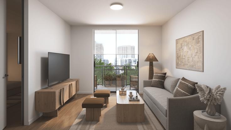 Miami, Miami에 위치한 Building Northeast 28th Street - avantstay - 1471784 유닛의 세련된 인테리어가 돋보이는 거실