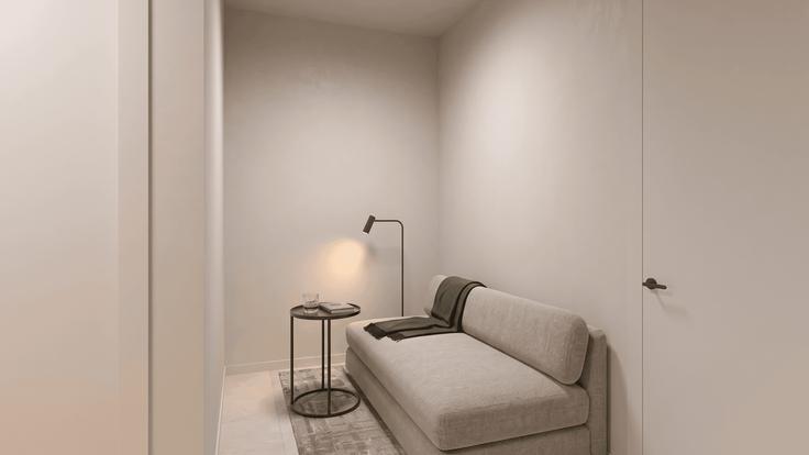 Salle de séjour élégante avec mobilier moderne dans un appartement à Building Biscayne Boulevard - avantstay - 1695720 à North Miami Beach, North Miami Beach