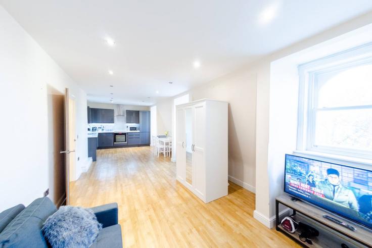 Ipswich IpswichのBuilding Tacket Street - balloon-bnb - 1346549のアパートメントにある、モダンな家具を備えたエレガントなデザインのリビングルーム Ipswich IpswichのBuilding Tacket Street - balloon-bnb - 1346549のアパートメントにある、モダンな家具を備えたエレガントなデザインのリビングルーム