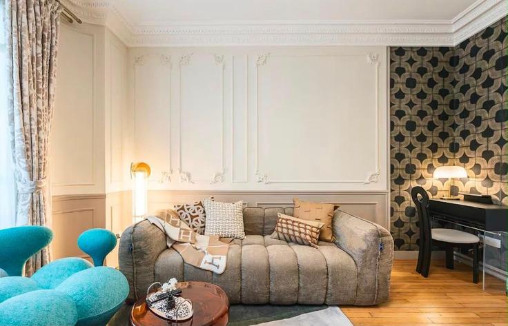 Elegant gestaltetes Wohnzimmer mit moderner Einrichtung in einer Wohnung im Building Rue Saint Charles - bauvaut-88 - 1605941 in 15th arrondissement, Paris Elegant gestaltetes Wohnzimmer mit moderner Einrichtung in einer Wohnung im Building Rue Saint Charles - bauvaut-88 - 1605941 in 15th arrondissement, Paris