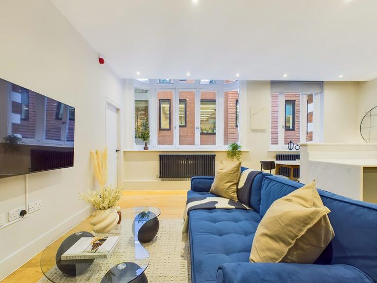 Building Denman Street - belondon - 1329003 adresindeki bir dairede modern mobilyalarla zarif bir şekilde tasarlanmış oturma odası City of Westminster, London