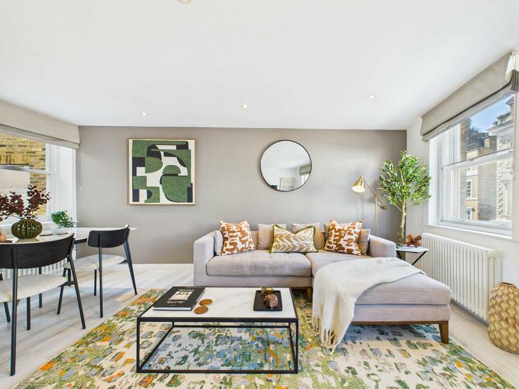 Building White Hart Yard - belondon - 1325630 adresindeki bir dairede modern mobilyalarla zarif bir şekilde tasarlanmış oturma odası London Borough of Southwark, London