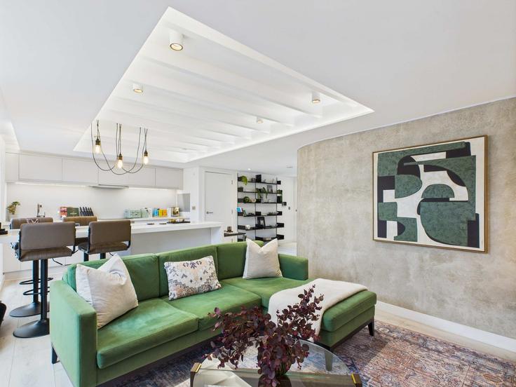 Sala de estar elegantemente projetada com móveis modernos em um apartamento no Building White Hart Yard - belondon - 1325631 em London Borough of Southwark, London Sala de estar elegantemente projetada com móveis modernos em um apartamento no Building White Hart Yard - belondon - 1325631 em London Borough of Southwark, London