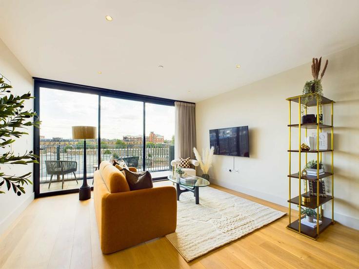Salle de séjour élégante avec mobilier moderne dans un appartement à Building Saint Pancras Way - belondon - 1404262 à London Borough of Camden, London Salle de séjour élégante avec mobilier moderne dans un appartement à Building Saint Pancras Way - belondon - 1404262 à London Borough of Camden, London