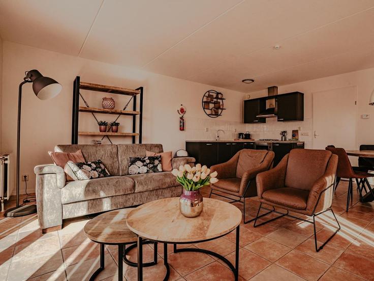 Elegant gestaltetes Wohnzimmer mit moderner Einrichtung in einer Wohnung im Building Lagendijk - belvilla-ag-dancenter-as - 1561192 in Uitgeest, Uitgeest
