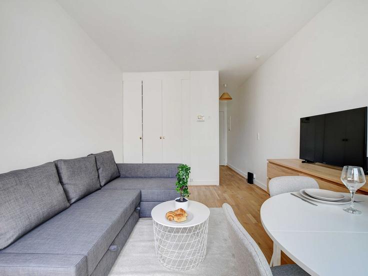 Elegant gestaltetes Wohnzimmer mit moderner Einrichtung in einer Wohnung im Building Rue du Faubourg Saint-Honoré - belvilla-ag-dancenter-as - 1454943 in 8th arrondissement, Paris
