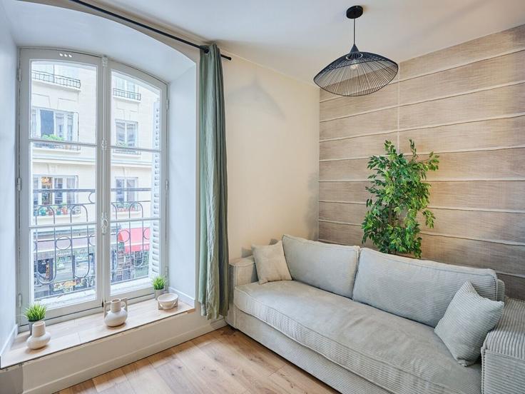 Building Rue du Faubourg Saint-Denis - belvilla-ag-dancenter-as - 1393954 adresindeki bir dairede modern mobilyalarla zarif bir şekilde tasarlanmış oturma odası 10th arrondissement, Paris