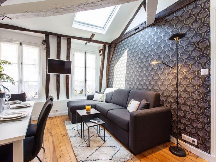 Sala de estar elegantemente projetada com móveis modernos em um apartamento no Building Rue de la Lune - belvilla-ag-dancenter-as - 1446071 em 2nd arrondissement, Paris Sala de estar elegantemente projetada com móveis modernos em um apartamento no Building Rue de la Lune - belvilla-ag-dancenter-as - 1446071 em 2nd arrondissement, Paris