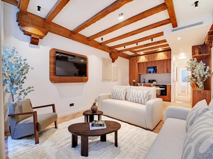Sala de estar elegantemente projetada com móveis modernos em um apartamento no Building Rue Xavier Privas - belvilla-ag-dancenter-as - 1430050 em 5th arrondissement, Paris