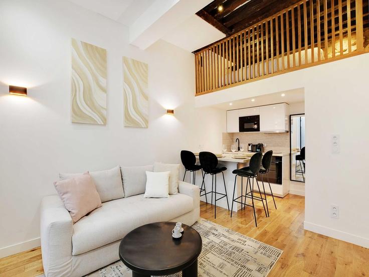 Sala de estar elegantemente projetada com móveis modernos em um apartamento no Building Rue Notre Dame de Nazareth - belvilla-ag-dancenter-as - 1392858 em 3rd arrondissement, Paris