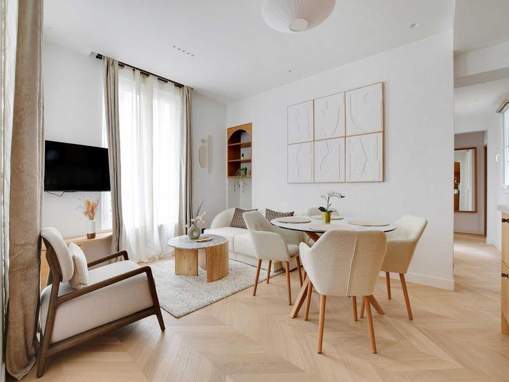 Salle de séjour élégante avec mobilier moderne dans un appartement à Building Boulevard de Sébastopol - belvilla-ag-dancenter-as - 1395071 à 2nd arrondissement, Paris