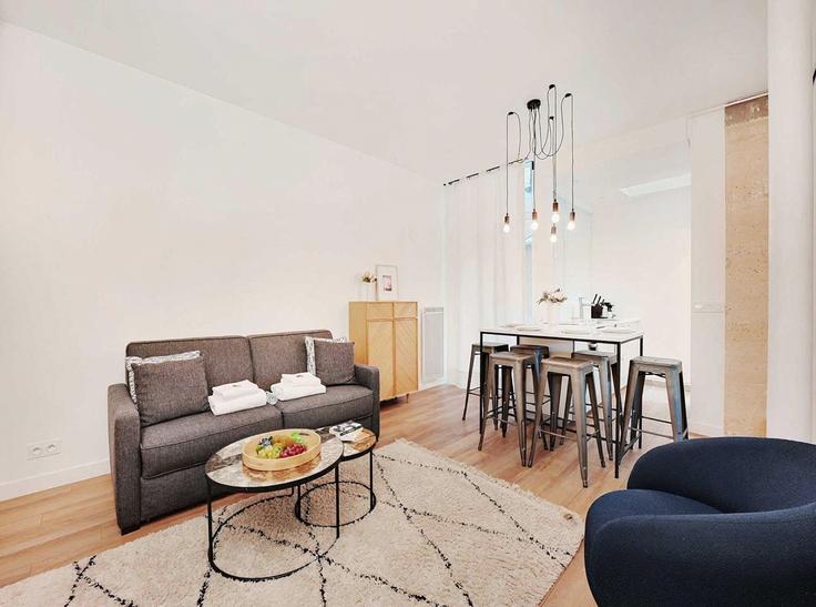 Sala de estar elegantemente projetada com móveis modernos em um apartamento no Building Rue Rampon - belvilla-ag-dancenter-as - 1419807 em 11th arrondissement, Paris