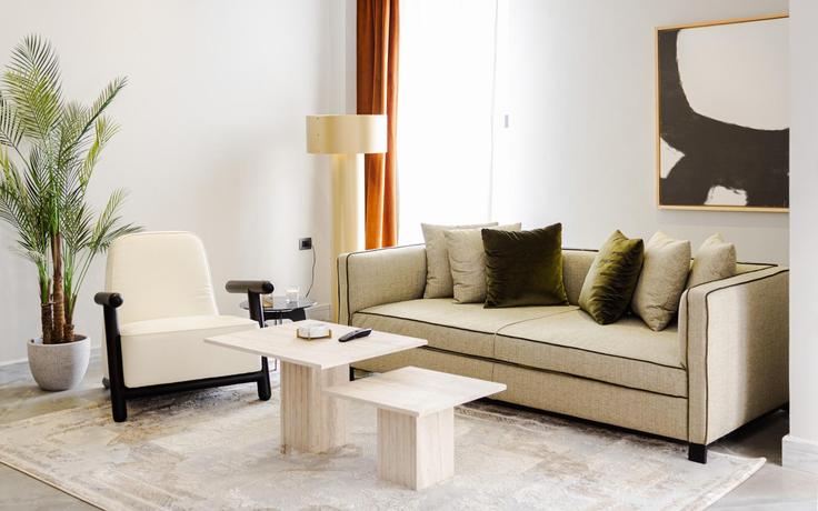 Elegantly designed living room with modern furnishings in an apartment at Building 2CFG+335 - bird-nest - 1369399 in New Cairo 1, Cairo