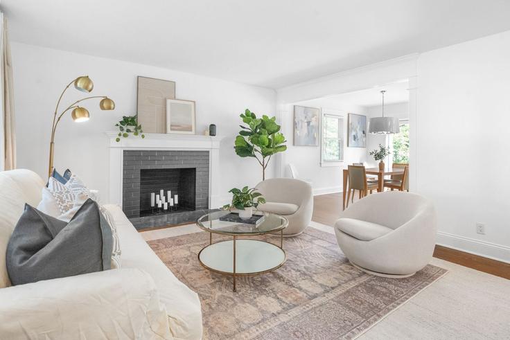 Sala de estar elegantemente projetada com móveis modernos em um apartamento no Building Gaymoor Drive - blockbarker - 1327725 em Stamford, Stamford