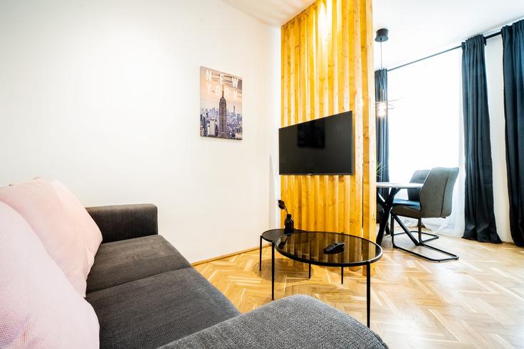 Building Beheimgasse - bosu-gmbh - 1500261 adresindeki bir dairede modern mobilyalarla zarif bir şekilde tasarlanmış oturma odası Vienna, Vienna