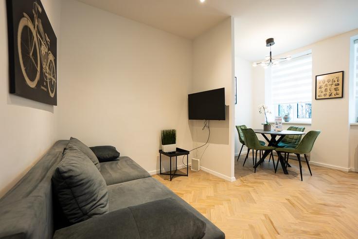 Building Beheimgasse 23 - bosu-gmbh - 1500281 adresindeki bir dairede modern mobilyalarla zarif bir şekilde tasarlanmış oturma odası Vienna, Vienna