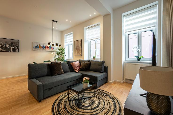 Salle de séjour élégante avec mobilier moderne dans un appartement à Building Beheimgasse 23 - bosu-gmbh - 1500282 à Vienna, Vienna