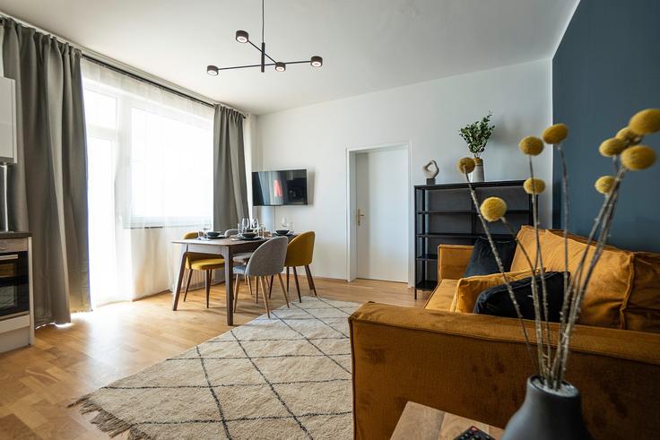 Vienna ViennaのBuilding Kolonitzgasse - bosu-gmbh - 1500292のアパートメントにある、モダンな家具を備えたエレガントなデザインのリビングルーム Vienna ViennaのBuilding Kolonitzgasse - bosu-gmbh - 1500292のアパートメントにある、モダンな家具を備えたエレガントなデザインのリビングルーム