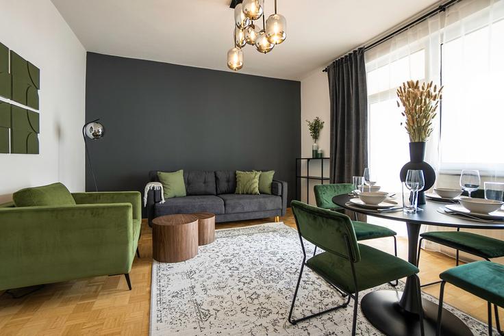 Vienna ViennaのBuilding Kolonitzgasse - bosu-gmbh - 1500288のアパートメントにある、モダンな家具を備えたエレガントなデザインのリビングルーム Vienna ViennaのBuilding Kolonitzgasse - bosu-gmbh - 1500288のアパートメントにある、モダンな家具を備えたエレガントなデザインのリビングルーム