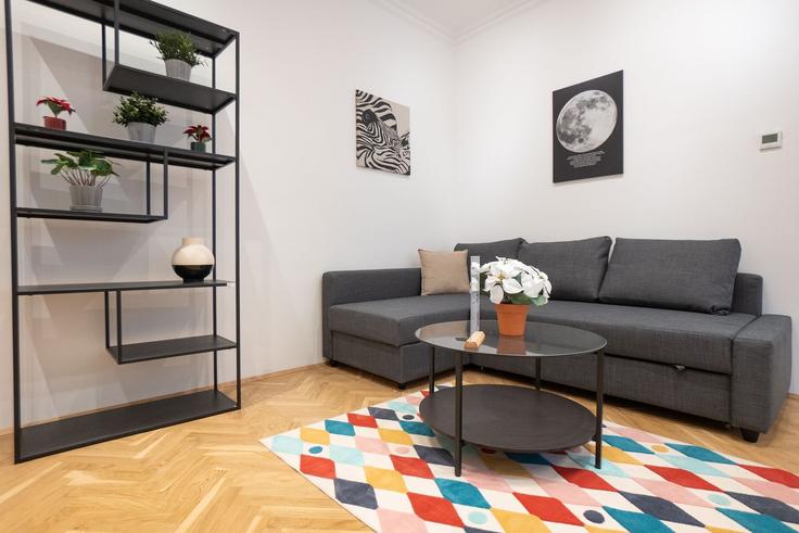 Building Beheimgasse 23 - bosu-gmbh - 1500388 adresindeki bir dairede modern mobilyalarla zarif bir şekilde tasarlanmış oturma odası Vienna, Vienna