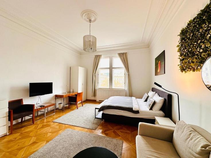 Building Rudolfsplatz 12 - bosu-gmbh - 1500350 adresindeki bir dairede modern mobilyalarla zarif bir şekilde tasarlanmış oturma odası Vienna, Vienna